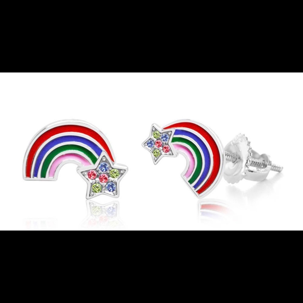 Crystal Rainbow 🌈 And Star 💫 Screwback Earrings